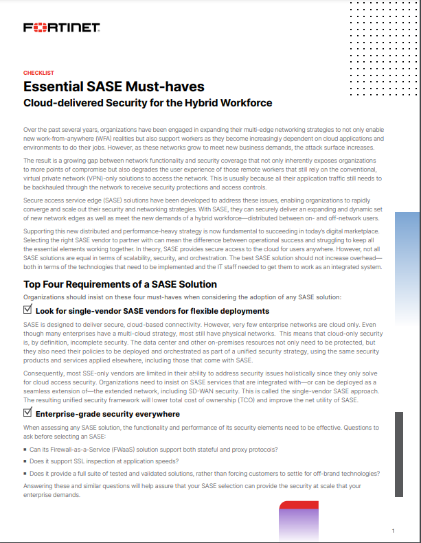 Essential SASE Must-haves ebook page