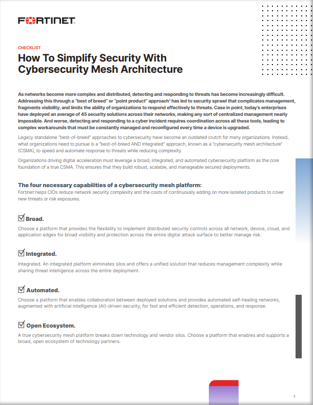 Checklist: How to Simplify Security with Cybersecurity Mesh Architecture